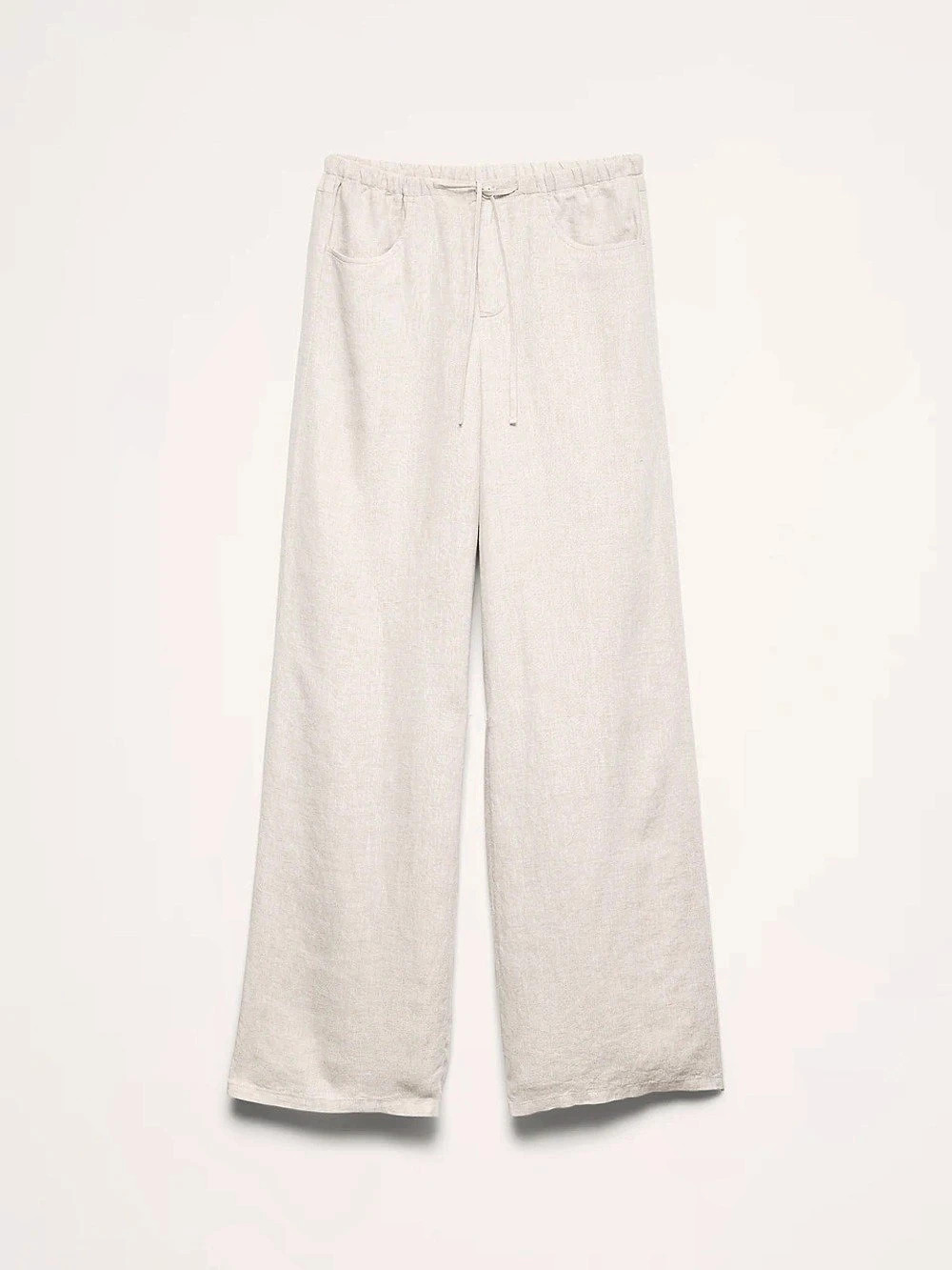 Banana Republic The Studio Wide-Leg Drawstring Pant in Linen Cream Small